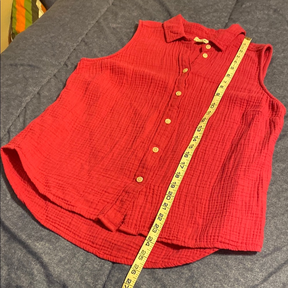 J. Crew Sleeveless Pink Button-Down Shirt - Picture 6 of 8